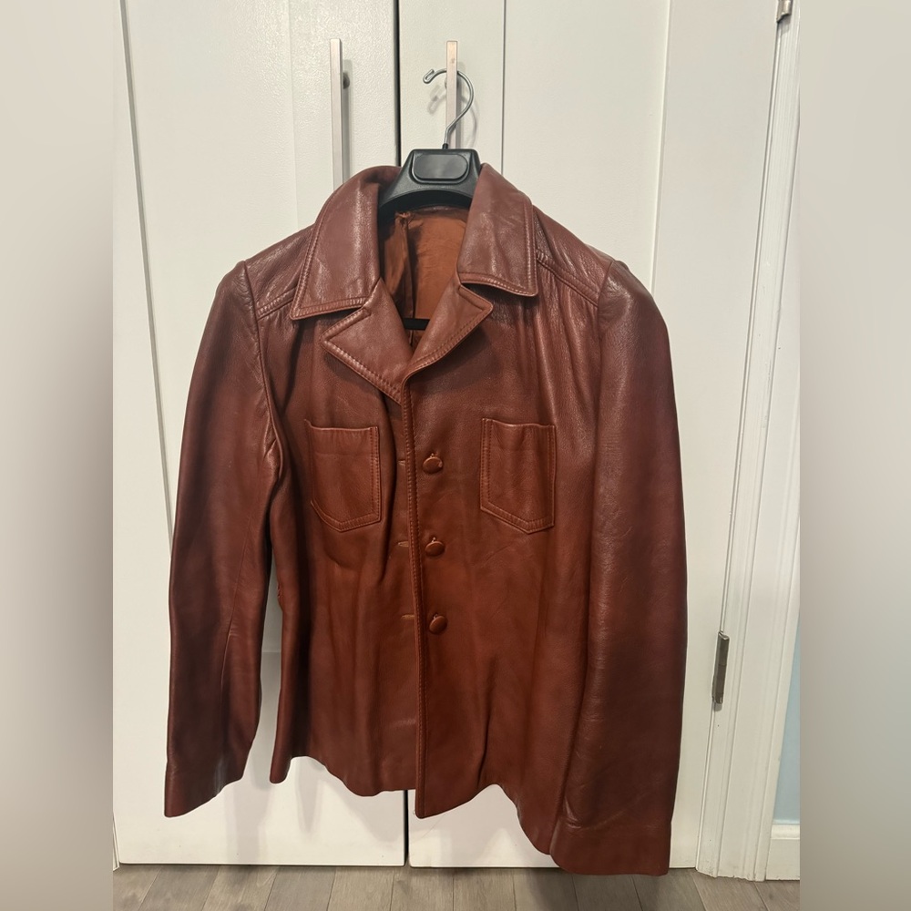 Authentic Deep Brown Leather Jacket - image 1
